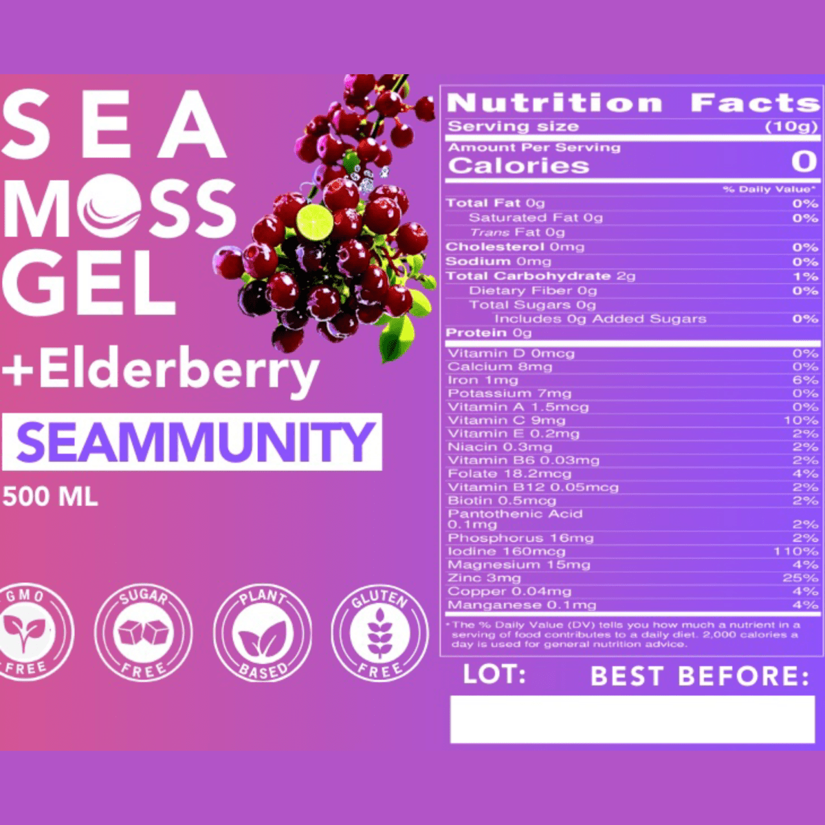World Moss Elderberry Sea Moss Gel 500ml - World Moss