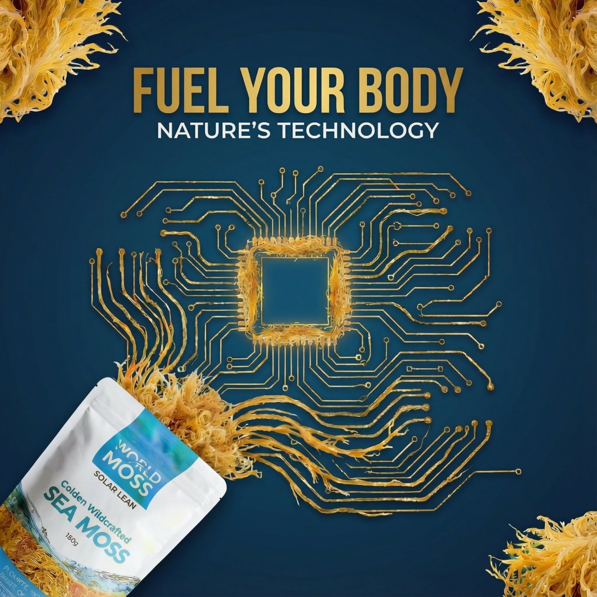 World Moss Golden St. Lucian Sea Moss Raw 100g - World Moss