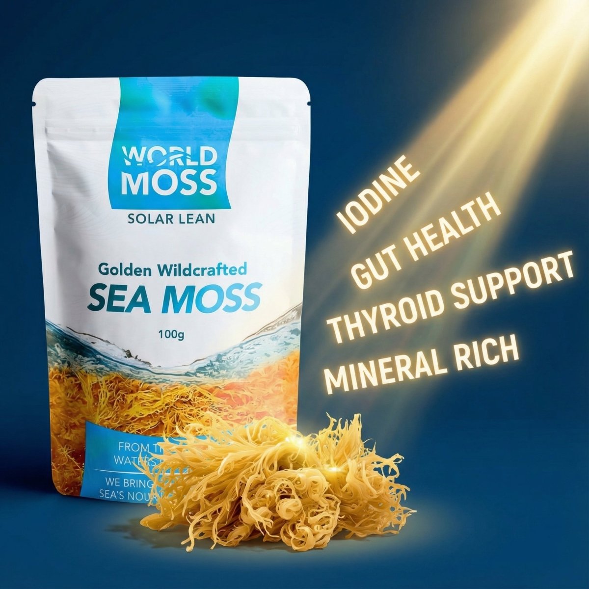 World Moss Golden St. Lucian Sea Moss Raw 100g - World Moss