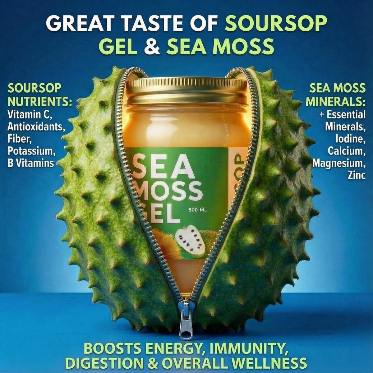 Sour Sop Sea Moss Gel (Premium Soursop + Wildcrafted Moss) - World Moss