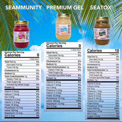 Essentials Moss Trio - Premium Sea Moss Gel, Seammunity and Seatox