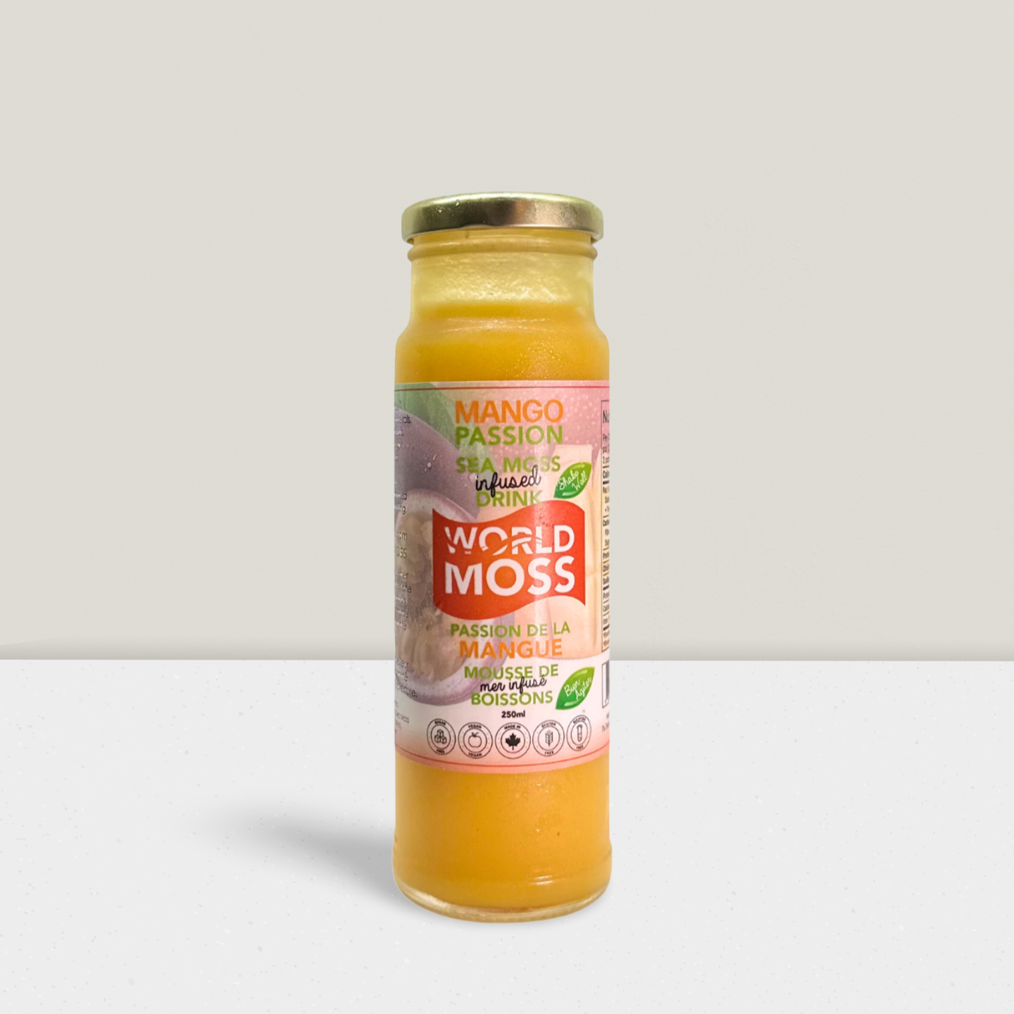 world moss sea moss infused mango passionfruit drink