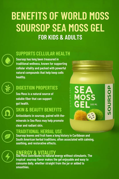 Sour Sop Sea Moss Gel By World Moss
