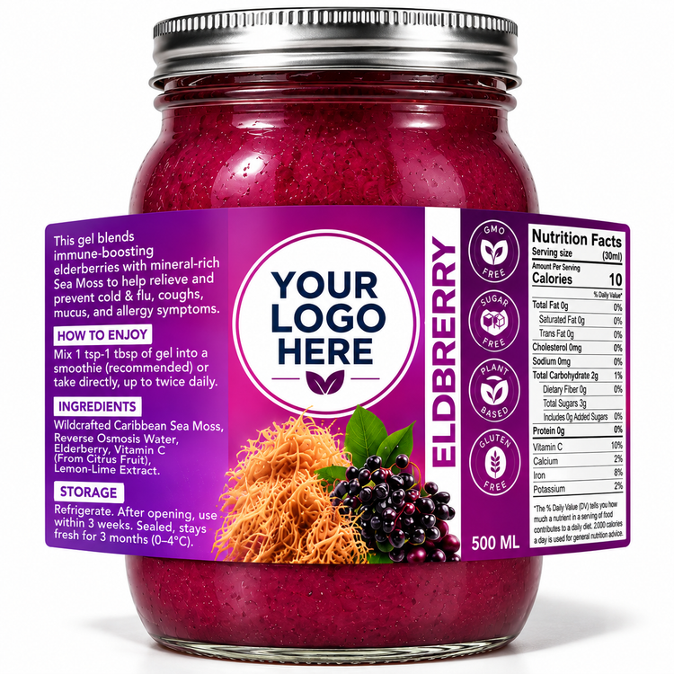 Elderberry sea moss gel 500 mL jar