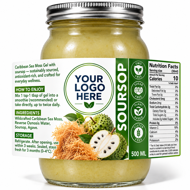 Soursop sea moss gel 500 mL jar